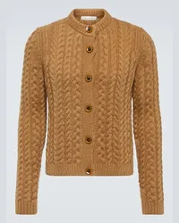 Wales Bonner Cardigan in misto mohair a trecce Marrone