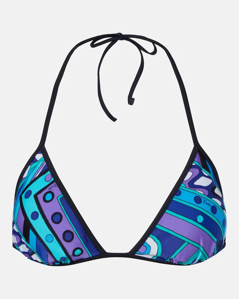 Emilio Pucci Top bikini con stampa Blu