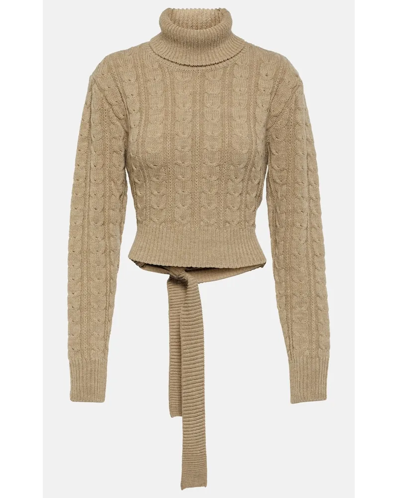Maison Margiela Pullover cropped in misto lana Beige