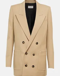 Saint Laurent Blazer doppiopetto in gabardine di lana Beige