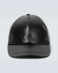 Prada Cappello da baseball in pelle Nero