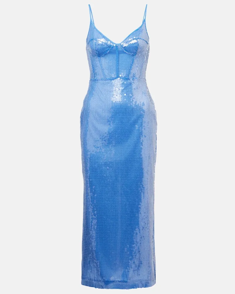 David Koma Abito midi con paillettes Blu