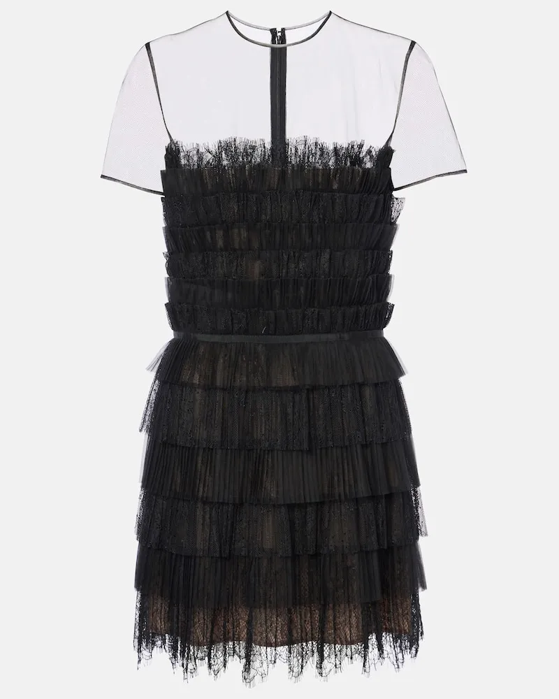 COSTARELLOS Abito corto Hayla in pizzo chantilly Nero