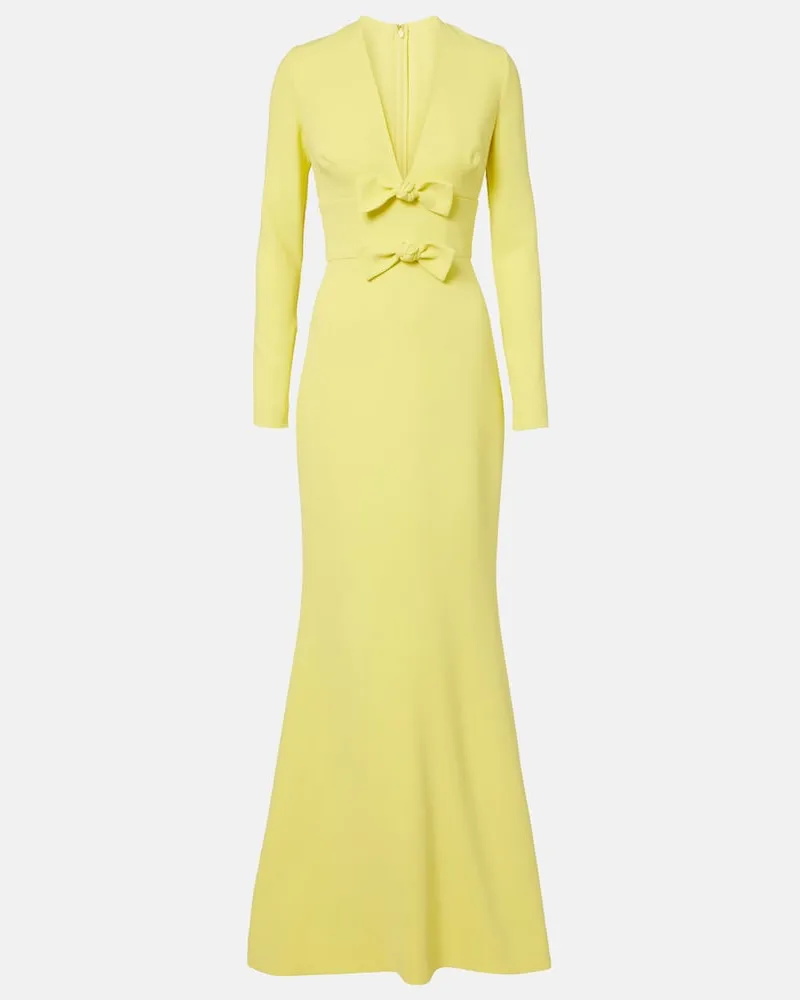 Elie Saab Abito lungo in cady con fiocco Giallo