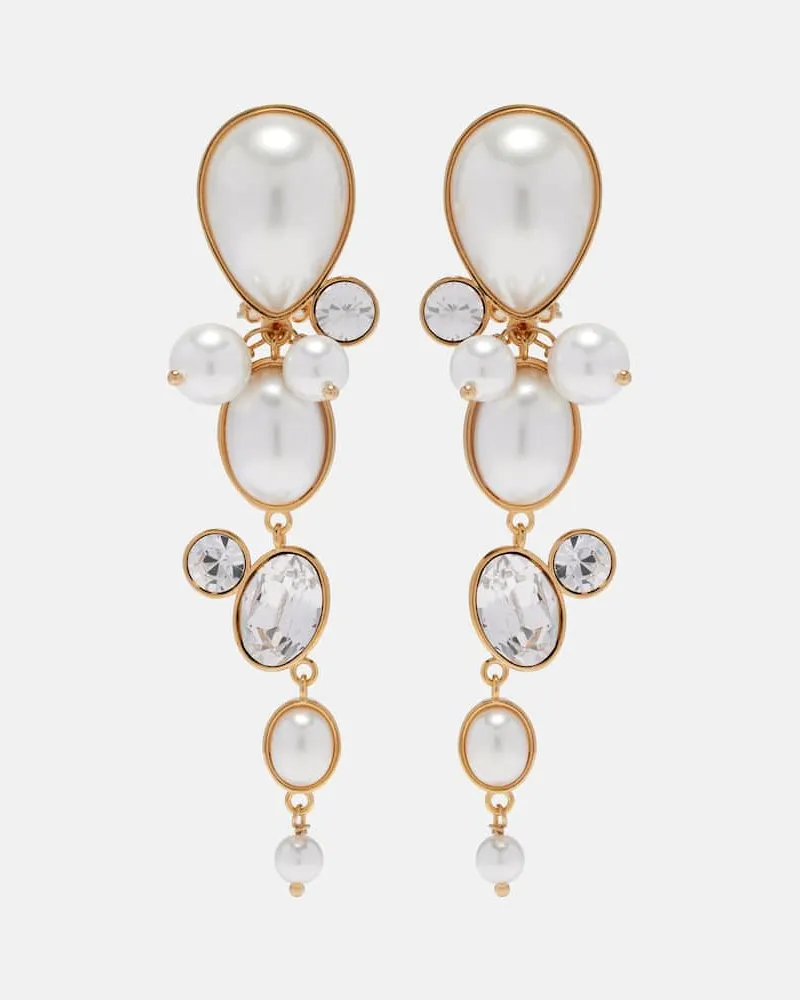 Oscar de la Renta Orecchini a clip con perle bijoux e cristalli Oro