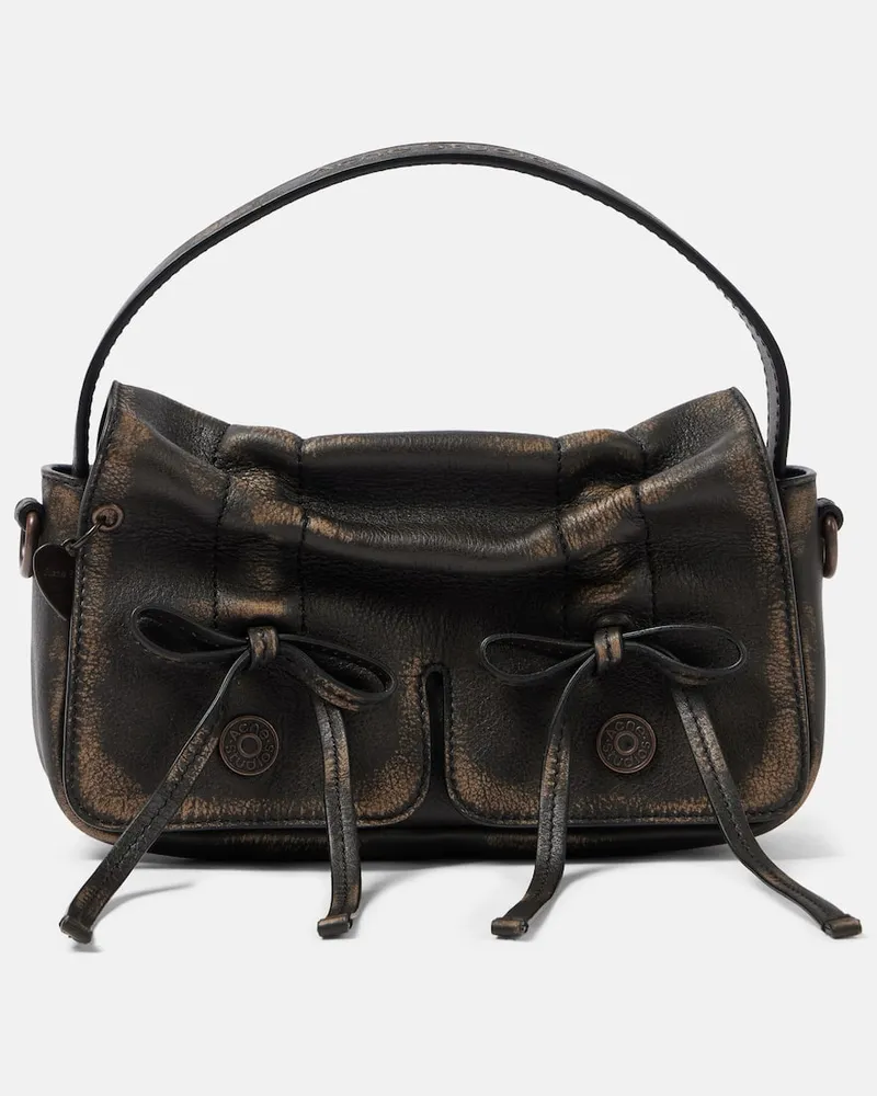 Acne Studios Borsa a spalla Micro in pelle con fiocco Marrone