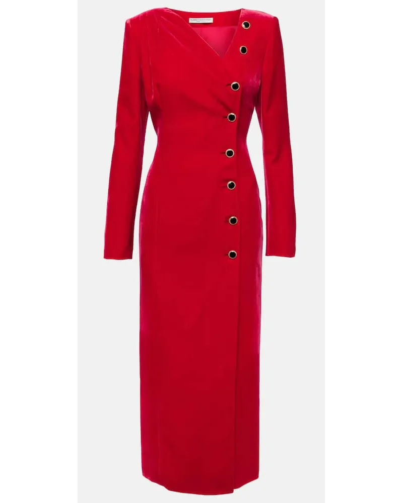 Alessandra Rich Abito midi in velluto Rosso
