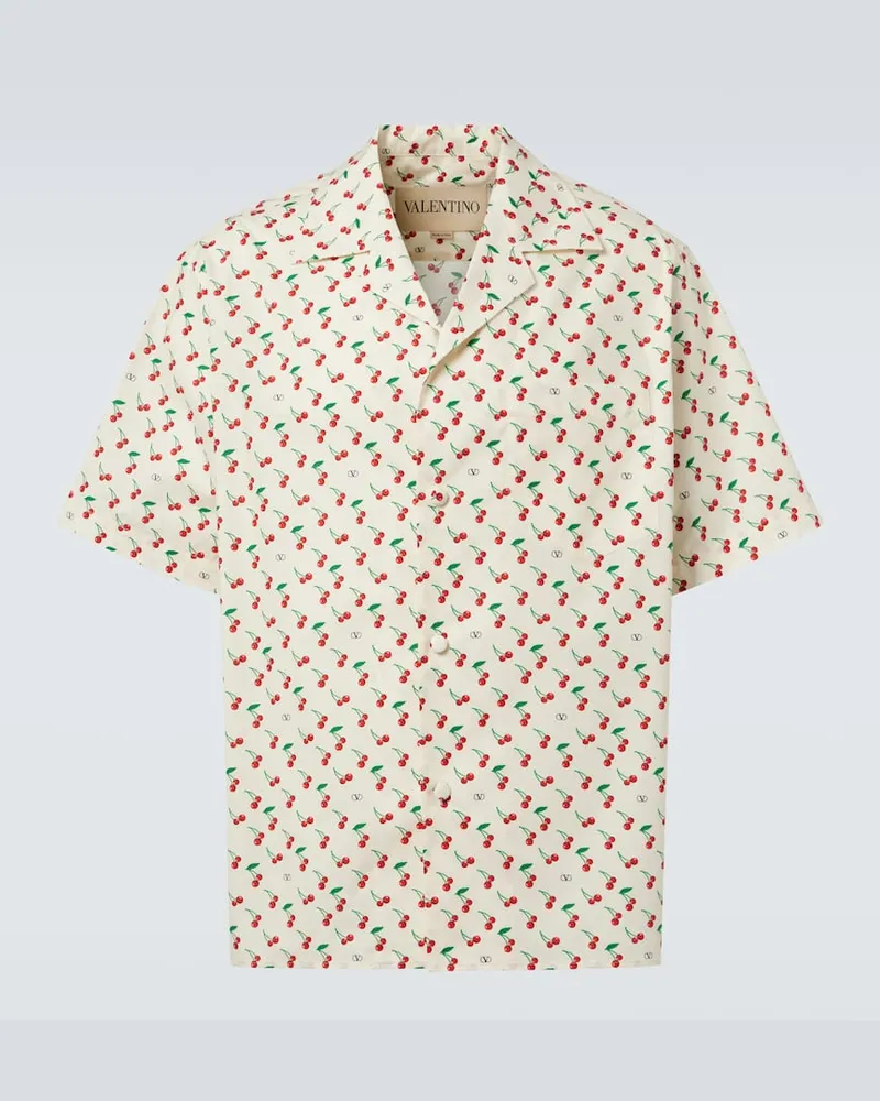 Valentino Garavani Camicia bowling in popeline di cotone Neutro