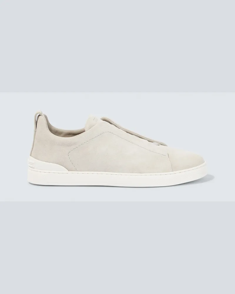 Ermenegildo Zegna Sneakers Triple Stitch in suede Bianco