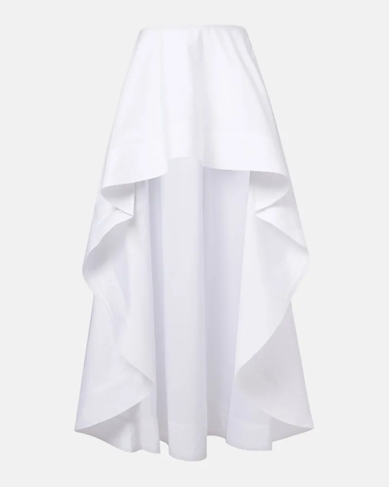 Stella McCartney Minigonna in popeline di cotone con volant Bianco