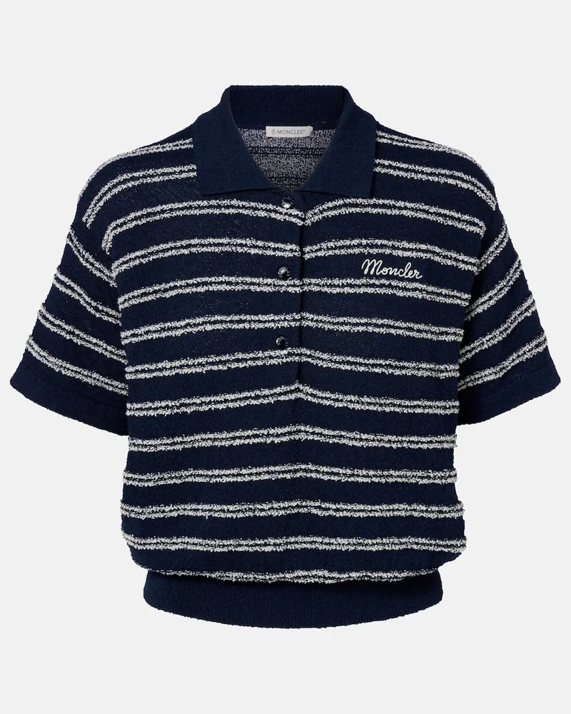 Moncler Polo in misto cotone a righe Blu