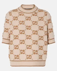 Gucci Top in jacquard di lana GG Beige