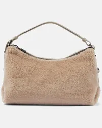 Brunello Cucinelli Borsa a spalla in shearling sintetico Marrone