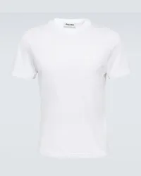 Miu Miu T-shirt in jersey di cotone con logo Bianco