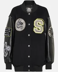 Stella McCartney Giacca varsity in lana e similpelle Nero