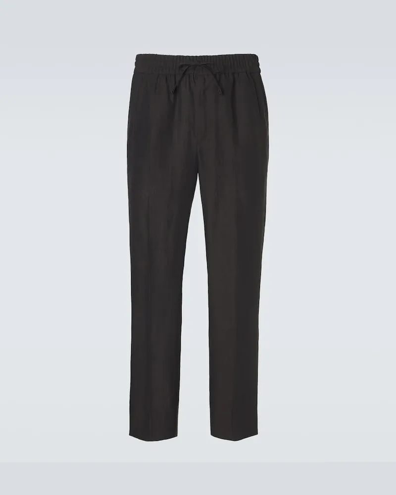 Brioni Pantaloni regular in lino Marrone