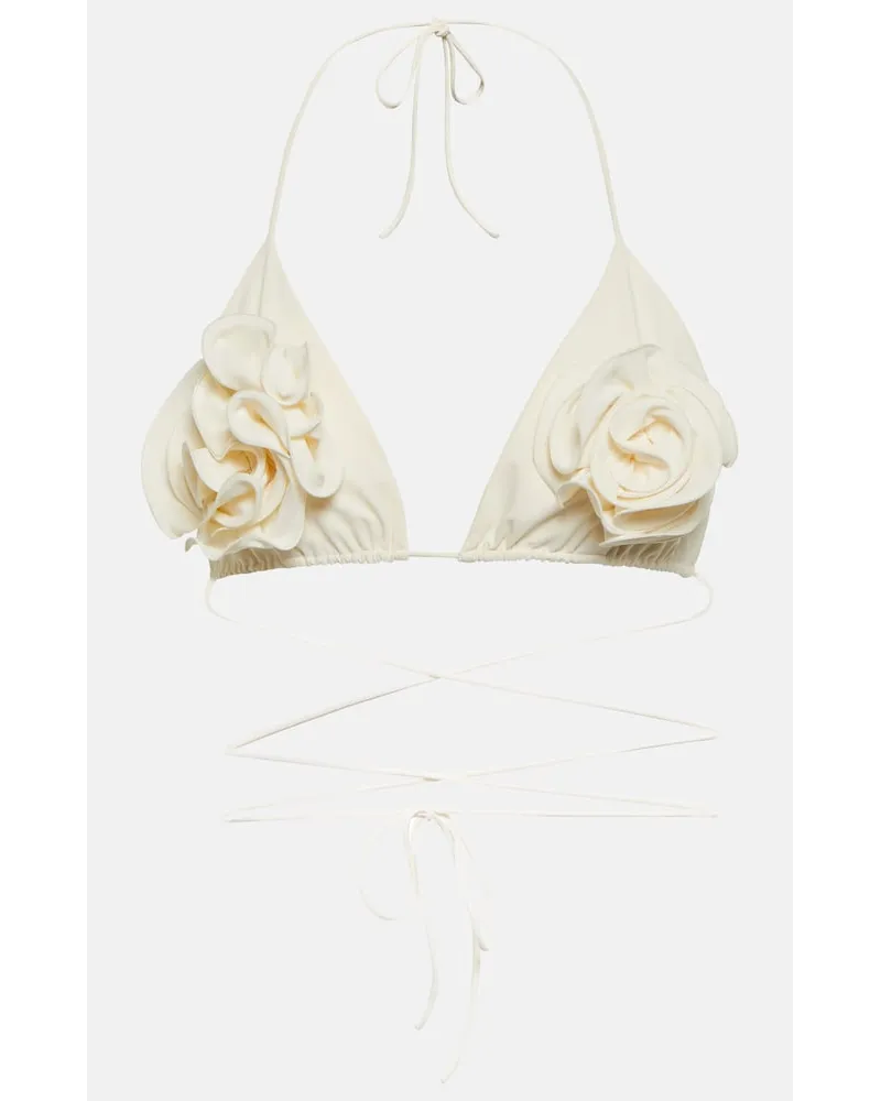 Magda Butrym Top bikini a triangolo con applicazione Bianco