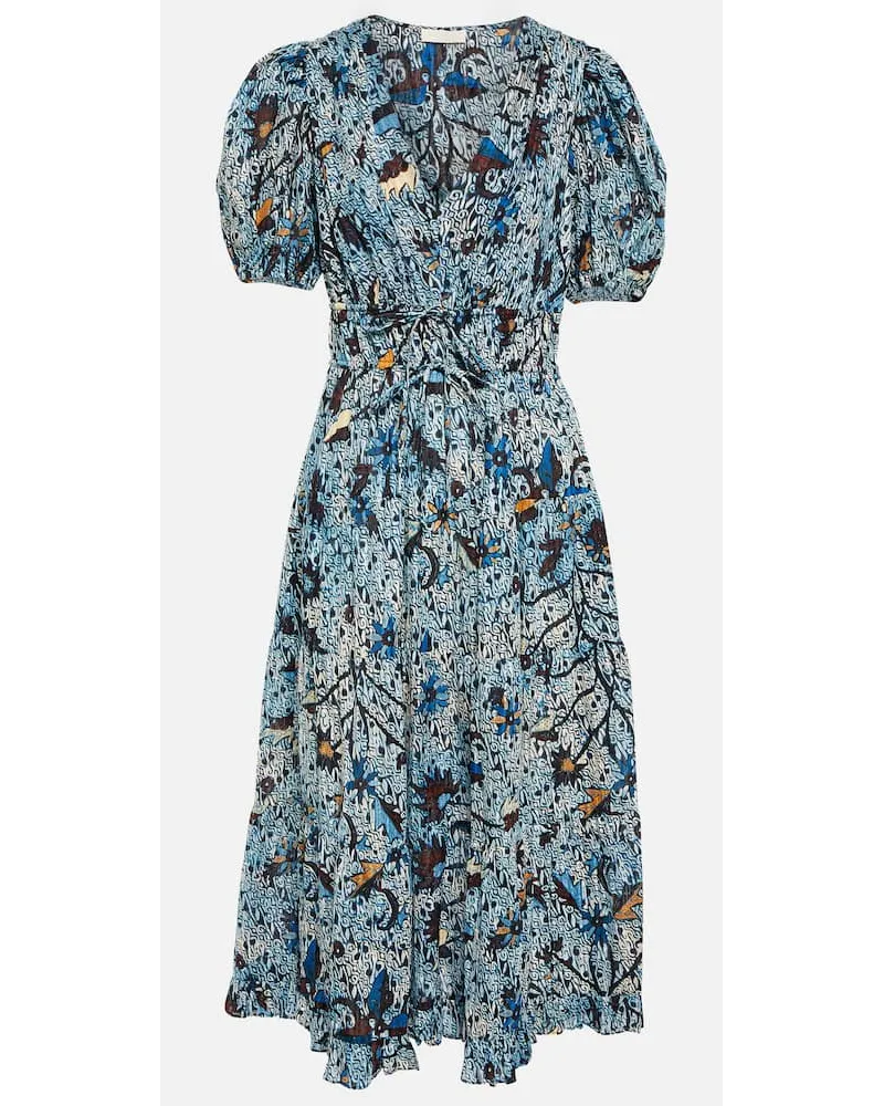 Ulla Johnson Abito midi Thelma con stampa Blu