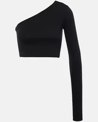 Rick Owens Top monospalla in cotone cropped Nero