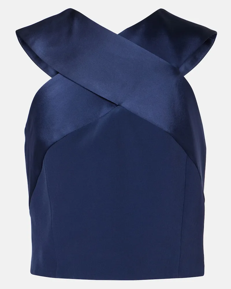 Balmain Top in crÃªpe di raso Blu