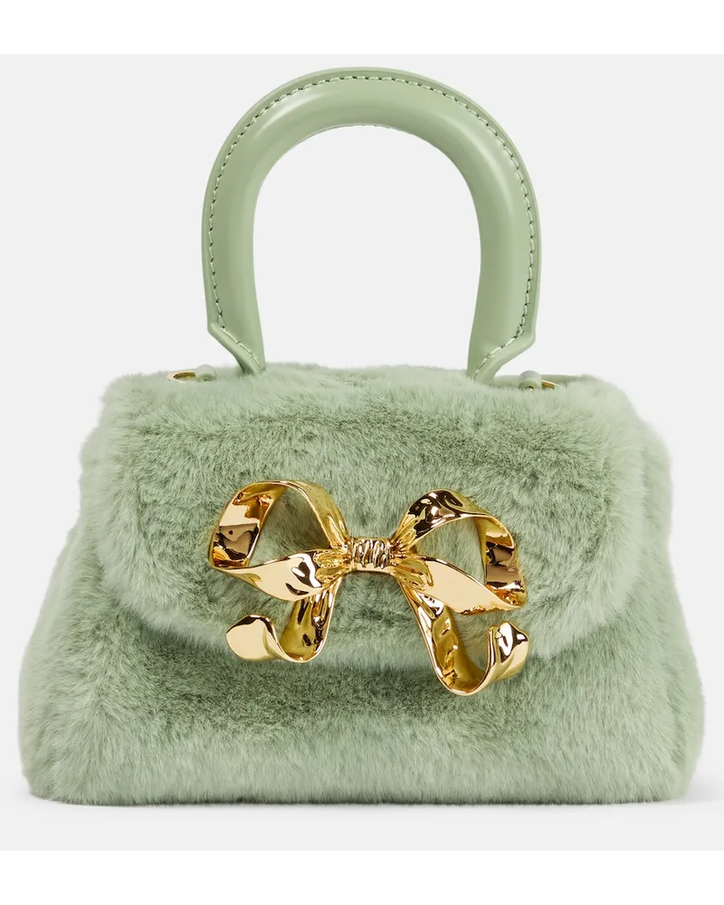 Self-Portrait Borsa The Bow Micro in shearling Verde