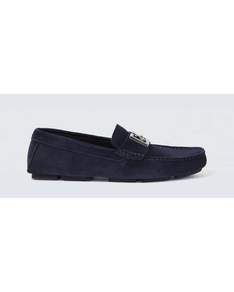 Dolce & Gabbana Mocassini in suede con logo Blu