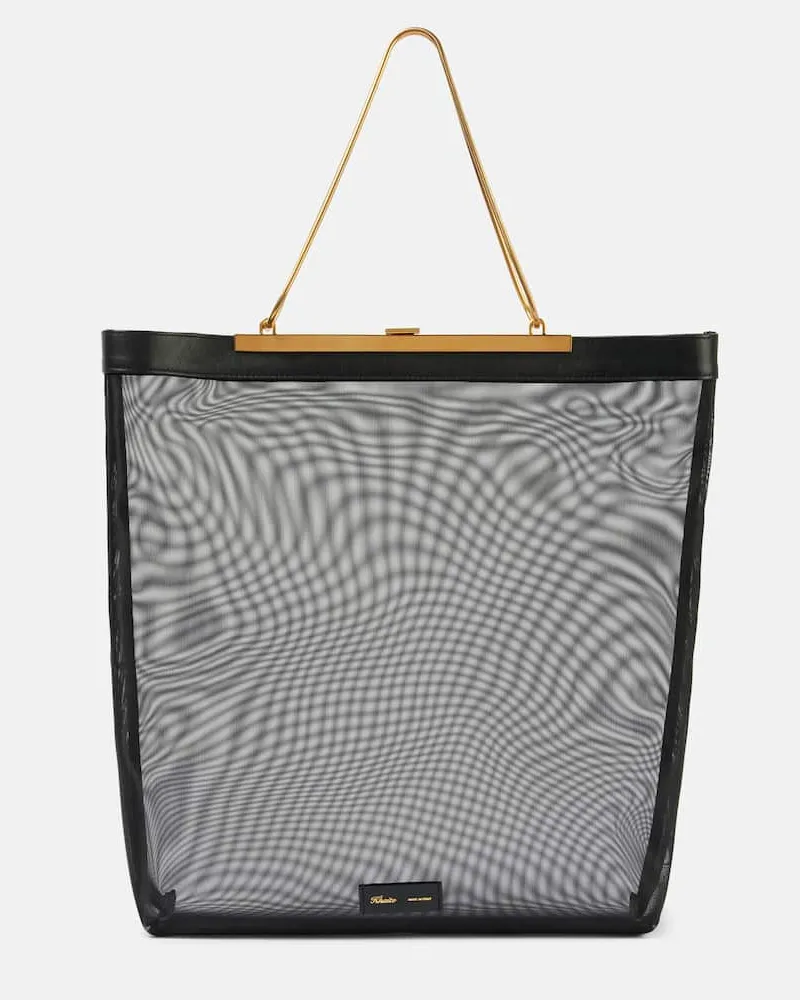 KHAITE Shopper Augusta in mesh con pelle Nero