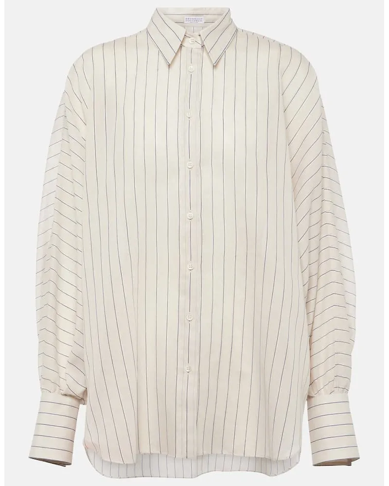 Brunello Cucinelli Camicia in misto cotone e seta lamÃ Multicolore