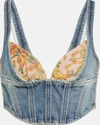 Alessandra Rich Bustier in denim con stampa Multicolore