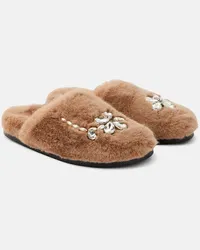 Simone Rocha Slippers in pelliccia sintetica Neutro