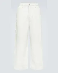 Dries van Noten Jeans cropped a gamba larga Bianco