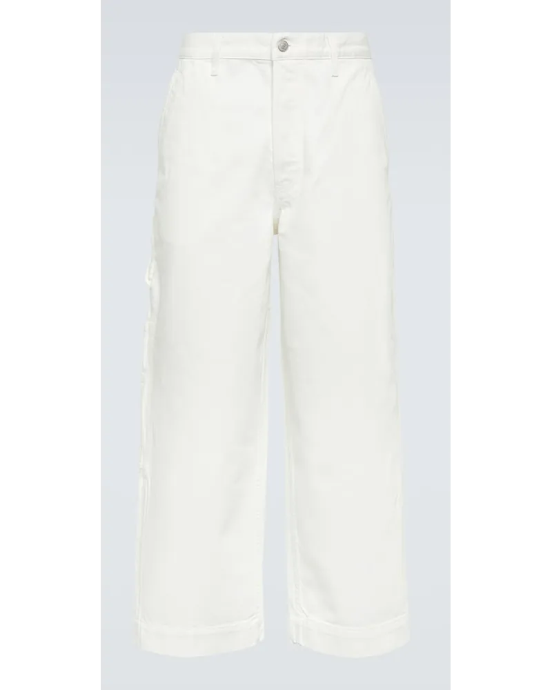 Dries van Noten Jeans cropped a gamba larga Bianco
