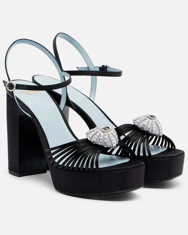 Valentino Garavani Sandali CÅur Royal in raso con plateau Nero