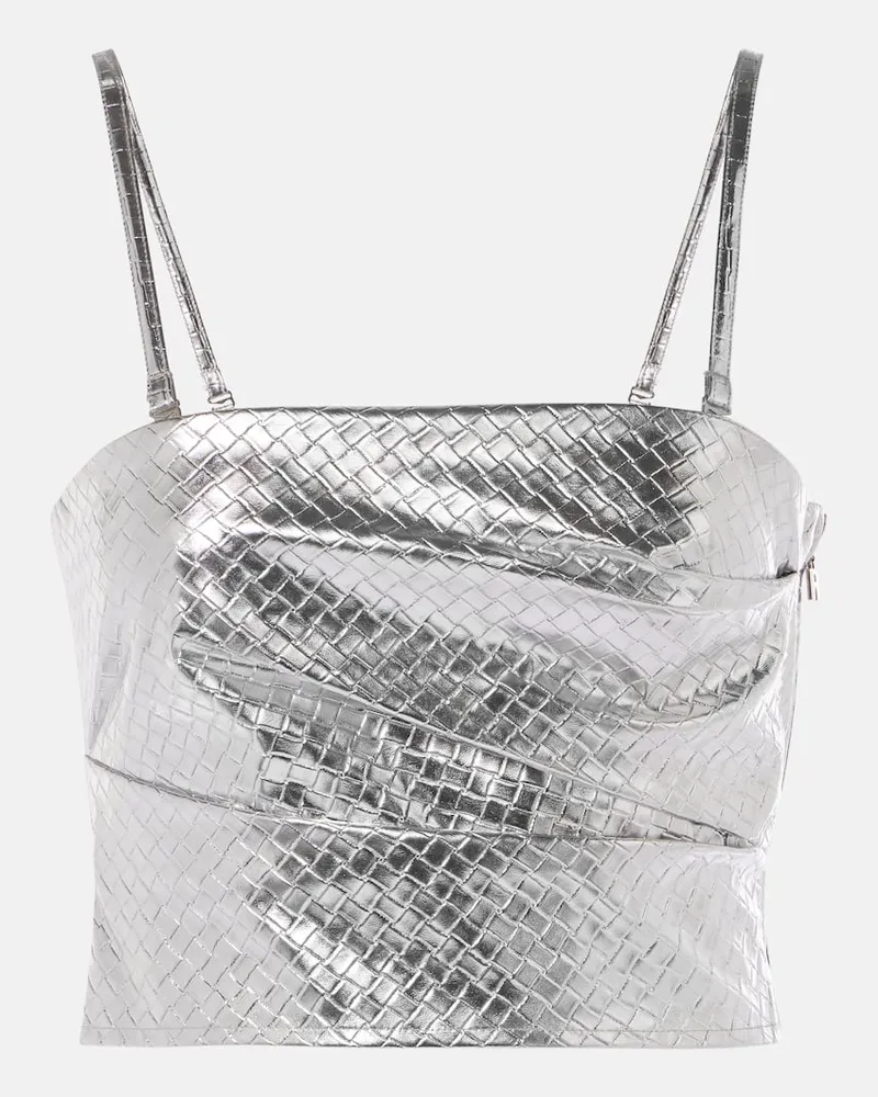 ROTATE Birger Christensen Top in similpelle metallizzata Argento