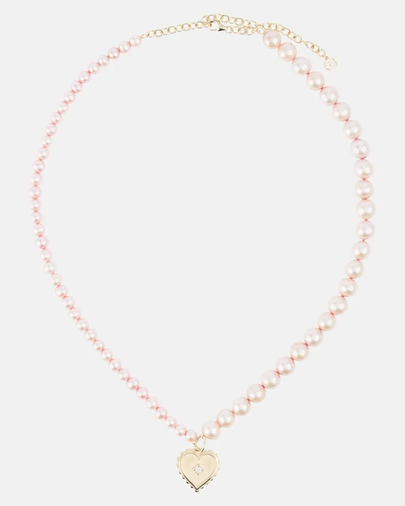 Sydney Evan Collana in oro 14kt con perle Rosa
