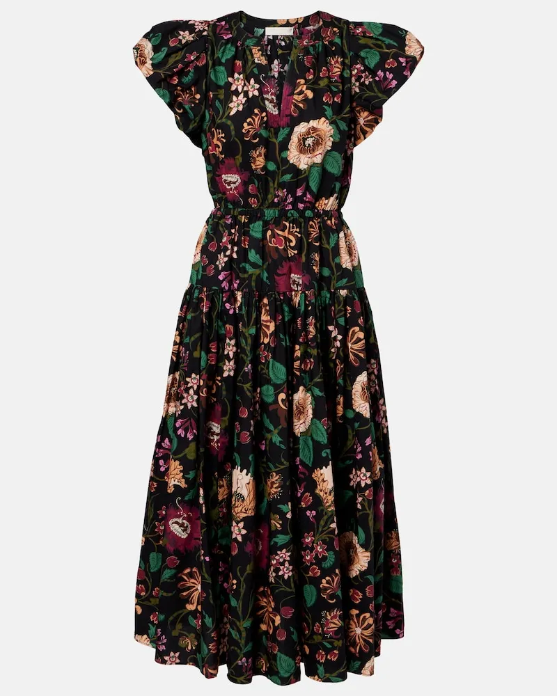 Ulla Johnson Abito midi Marin in popeline di cotone Multicolore