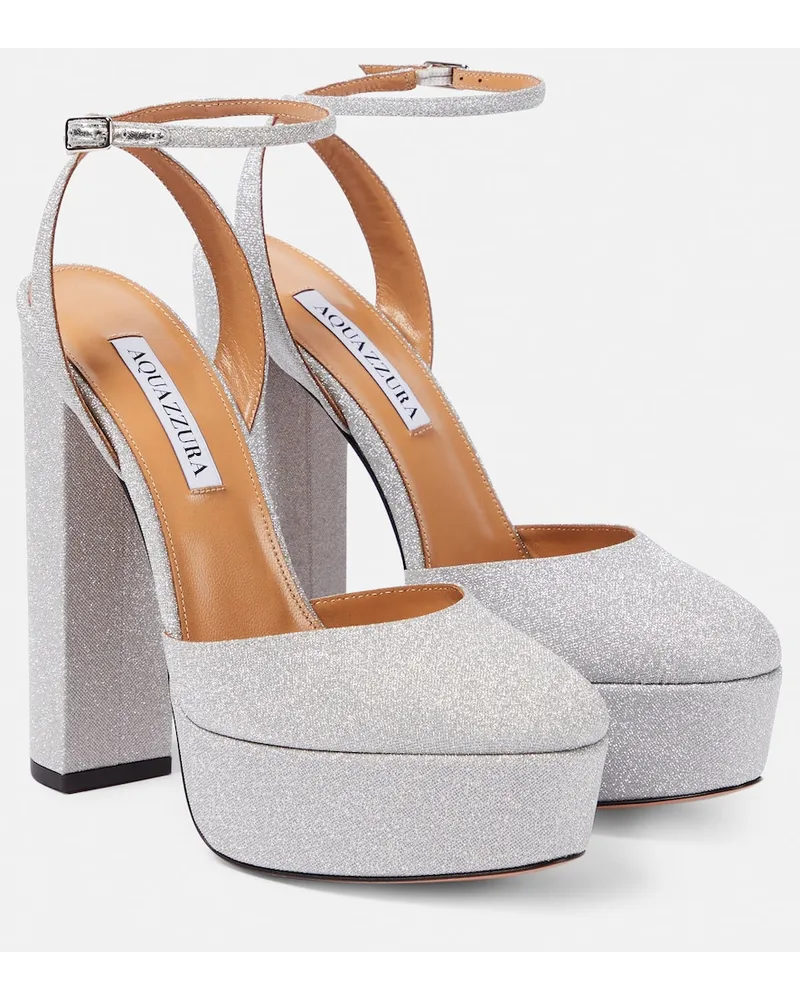 Aquazzura Pumps con glitter e plateau Argento