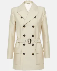 Saint Laurent Giacca Saharienne in lana e cotone Beige