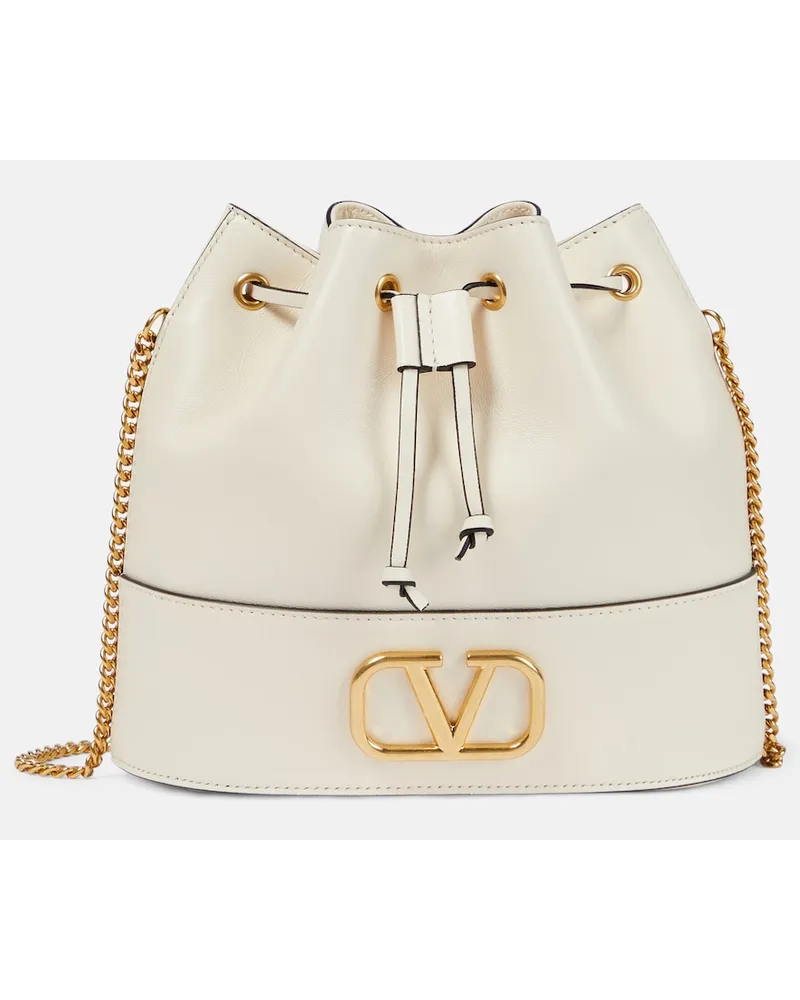 Valentino Garavani Secchiello VLogo Signature Small in pelle Bianco