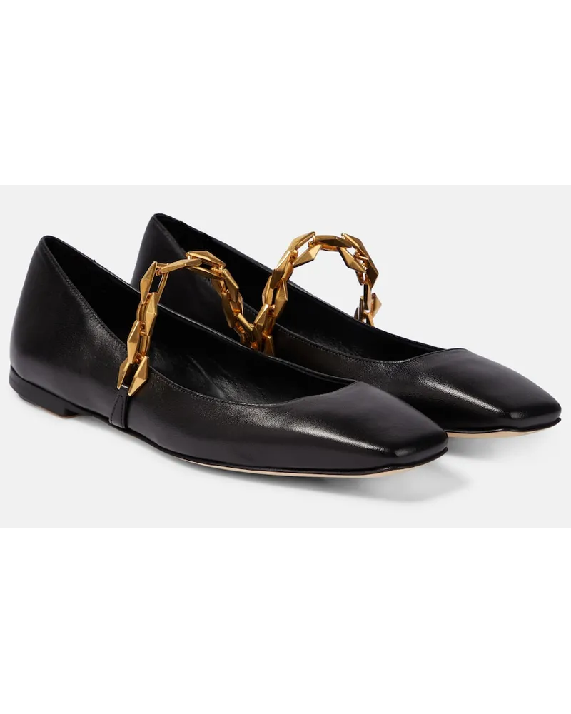 Jimmy Choo Ballerine Diamond Tilda in pelle Nero