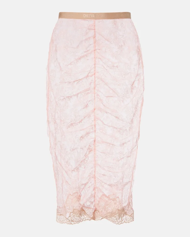 Valentino Garavani Gonna midi in pizzo floreale Rosa