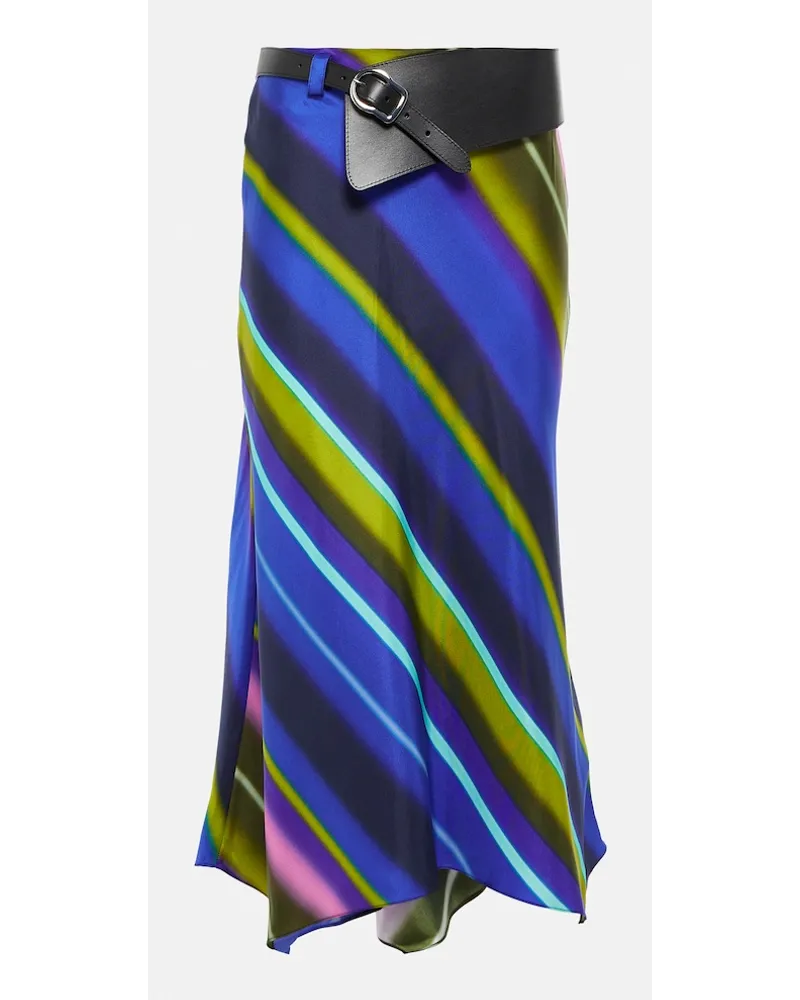 Dorothee Schumacher Gonna midi in twill di seta a righe Multicolore
