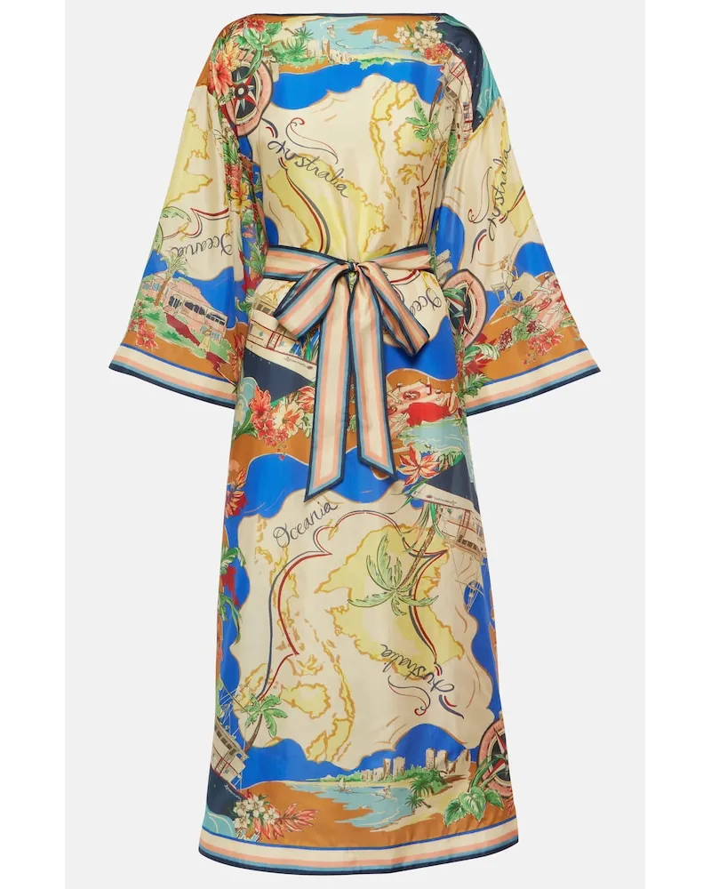 Zimmermann Abito midi Alight in seta con stampa Multicolore