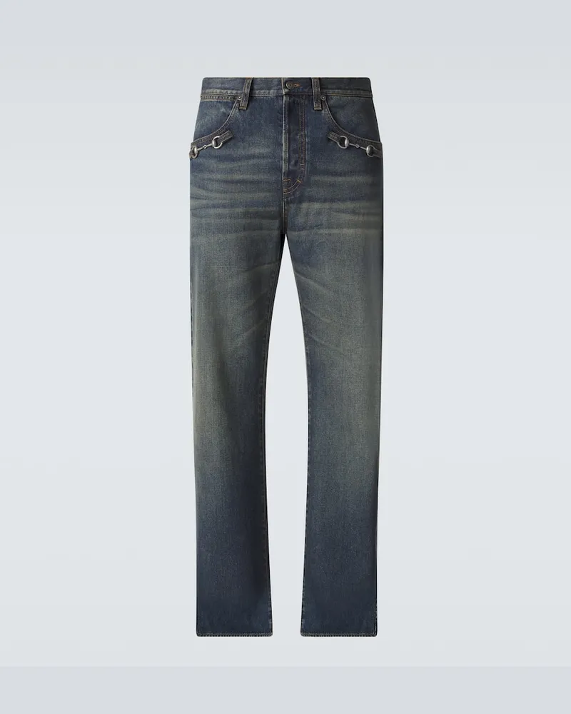 Gucci Jeans flared Horsebit Blu