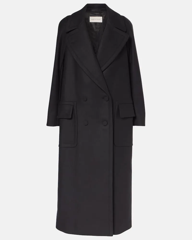 Dries van Noten Cappotto doppiopetto in misto lana Nero