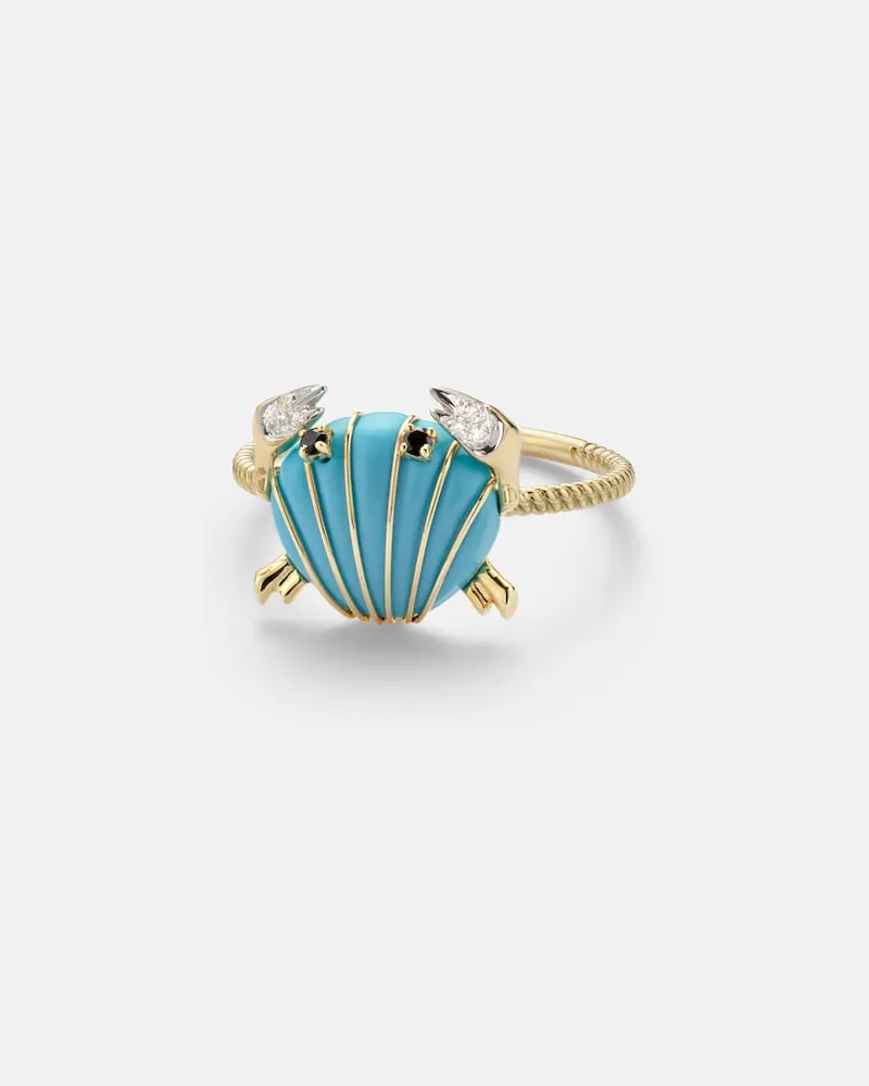 Yvonne Léon Yvonne Léon Anello Crabe Coquillage in oro 9kt con pietre preziose Oro