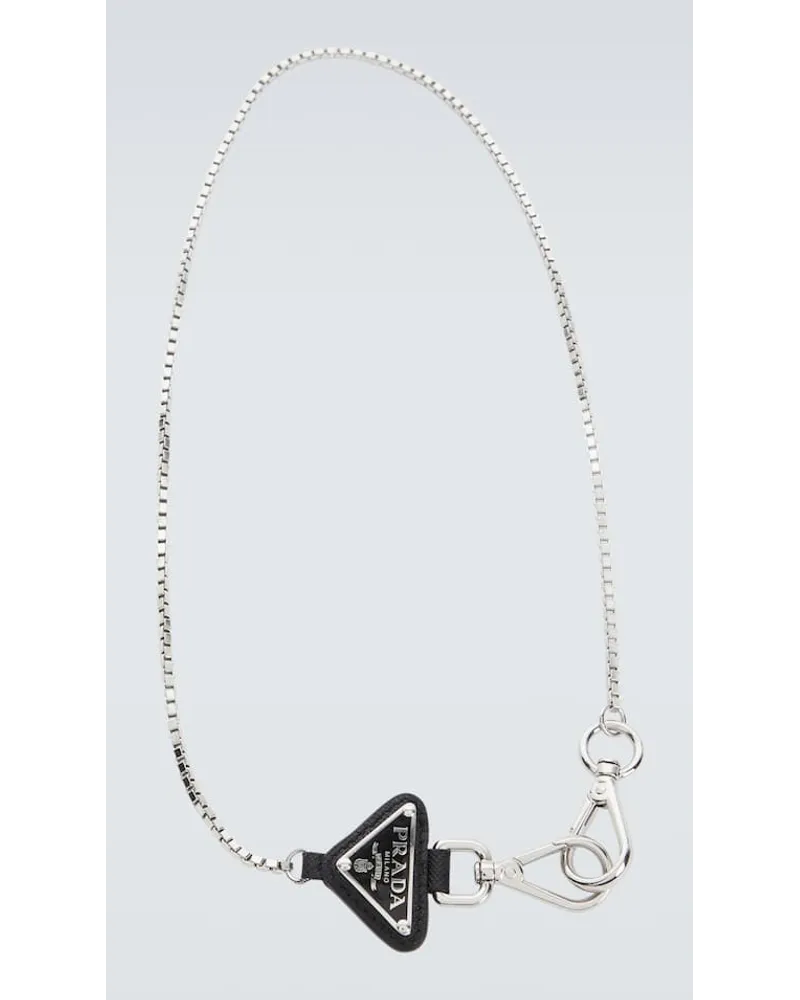 Prada Portachiavi con logo Argento