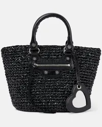 Balenciaga Shopper Le Cagole Panier Small effetto rafia Nero