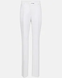 Ferragamo Pantaloni regular in crêpe a vita alta Bianco