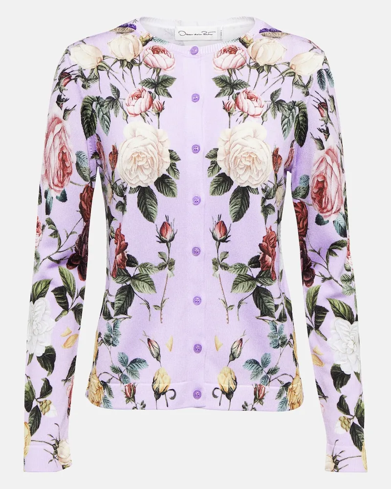 Oscar de la Renta Cardigan in misto cotone Viola